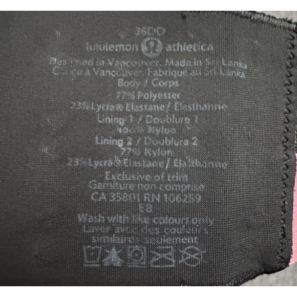 Lululemon Sport Bra Black and White Striped Size 36DD - Picture 3 of 3